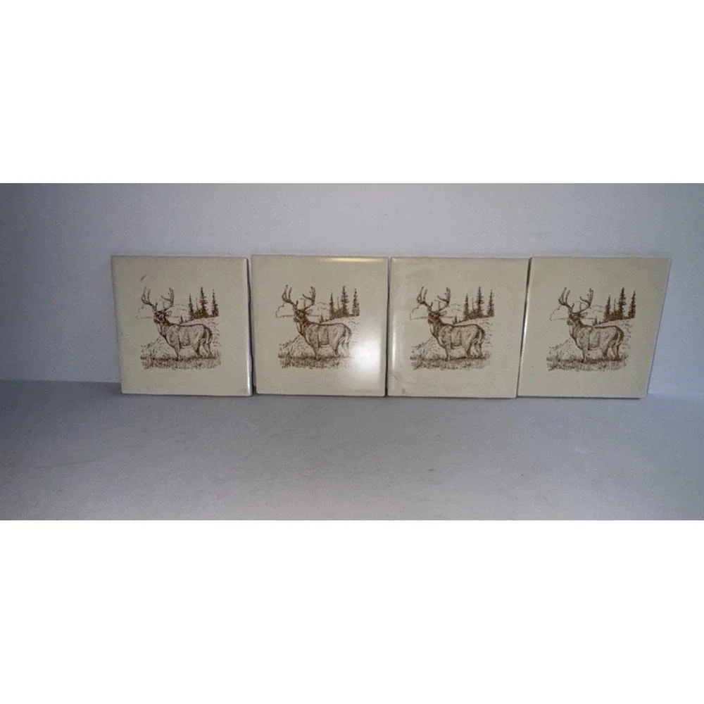 4 Coasters‎ Deer Ceramic